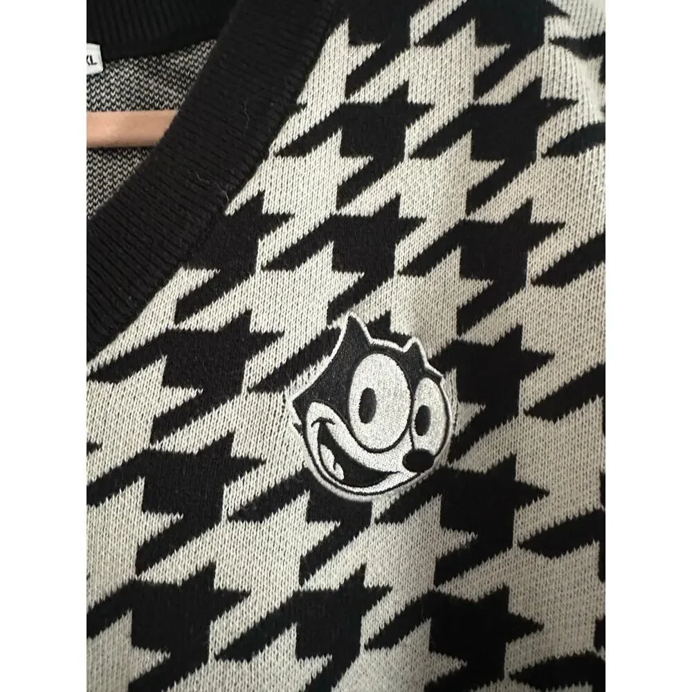 UNIVRS Felix The Cat Black White Houndstooth Vest Universal Orlando - Sz 2X - Picture 2 of 6